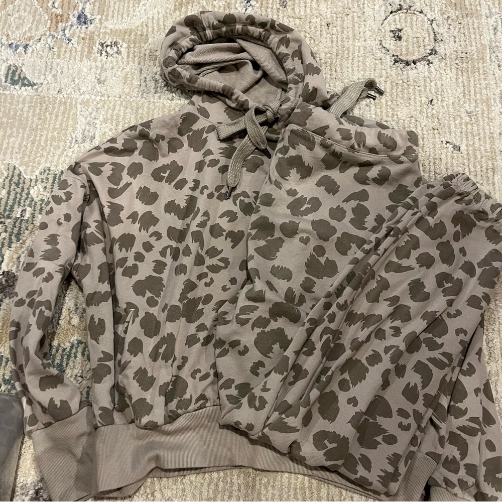 Leopard Print Hoodie and Joggers Set